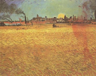 Vincent Van Gogh Sunset:Wheat Fields near Arles (nn04) Norge oil painting art